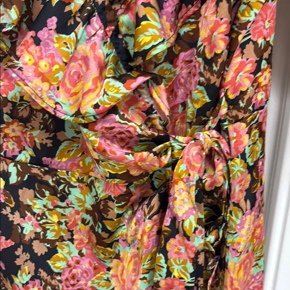 Topshop Floral Wrap Dress - Black, Pink, Brown - Picture 7 of 10
